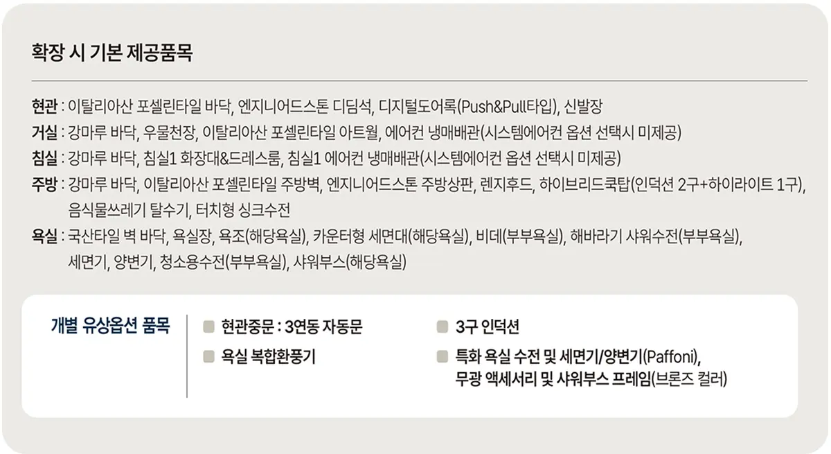 기본제공 옵션품목